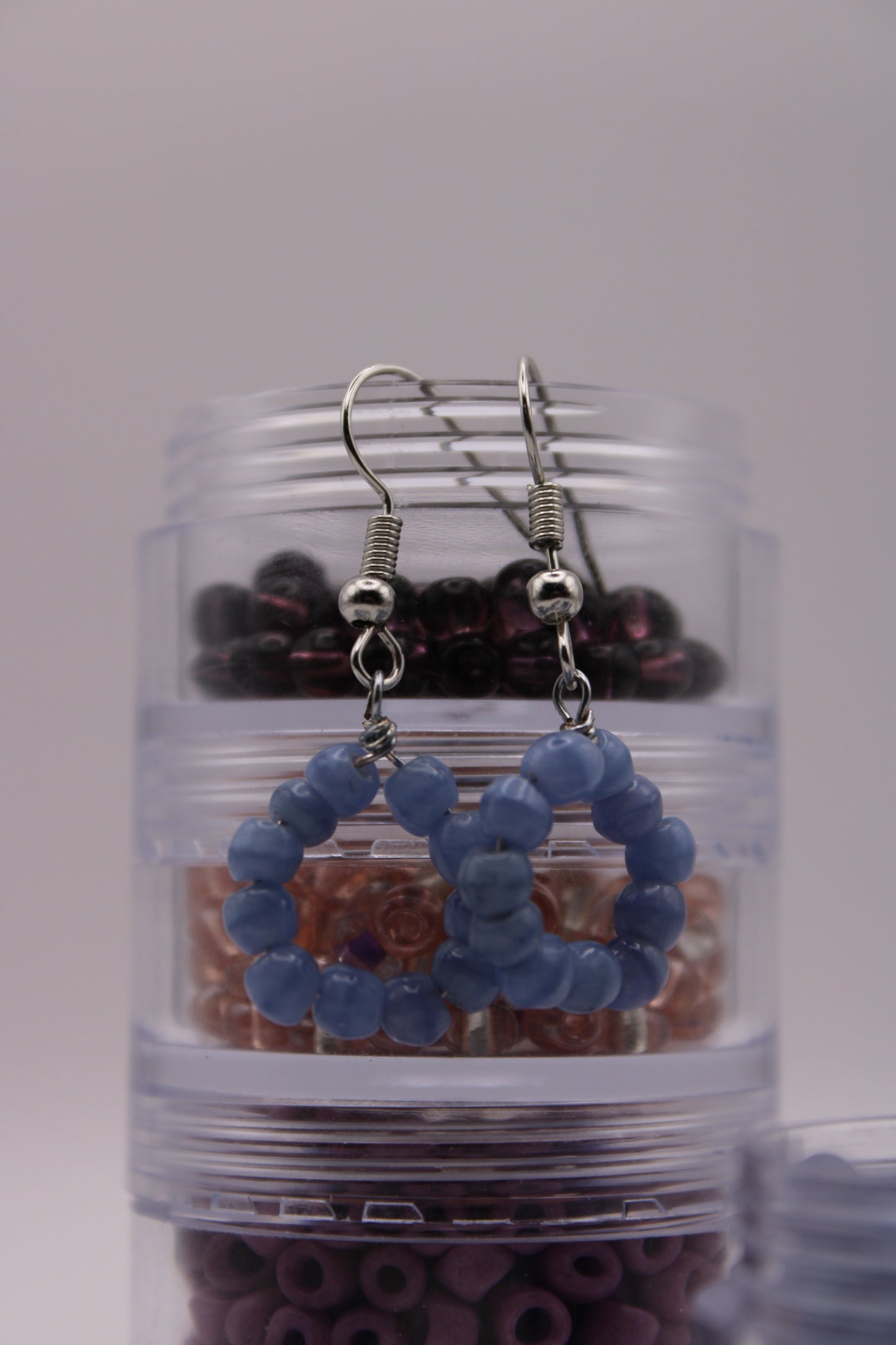 Lavender beaded hoops