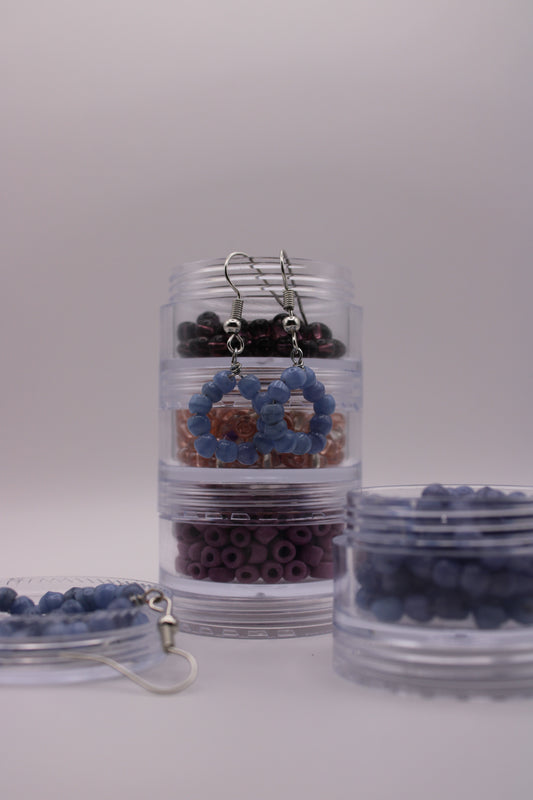 Lavender beaded hoops