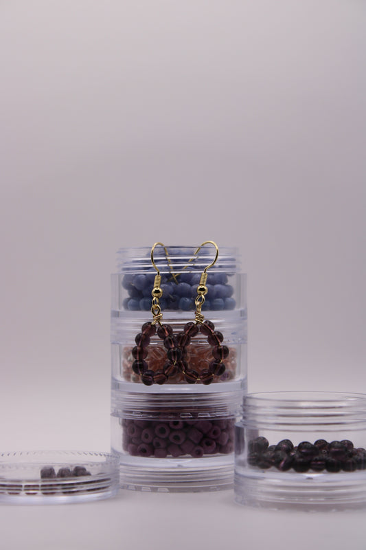 Plum Beaded Hoops
